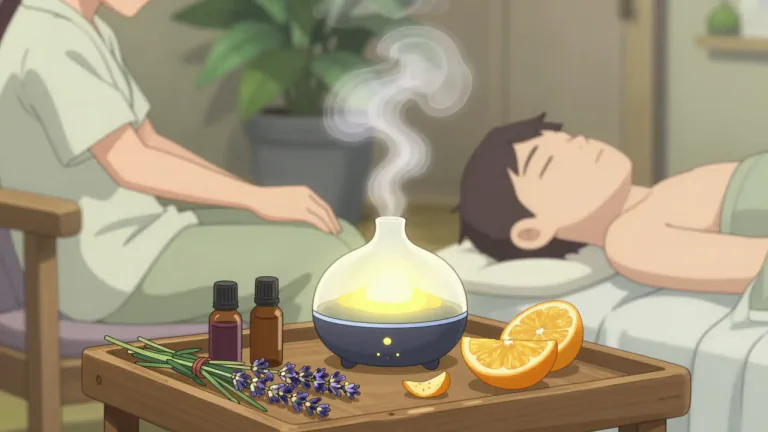 Visual representation of "aromatherapy" - A therapeutic treatment that uses fragrant essential oils from plants to improve health and well-being.