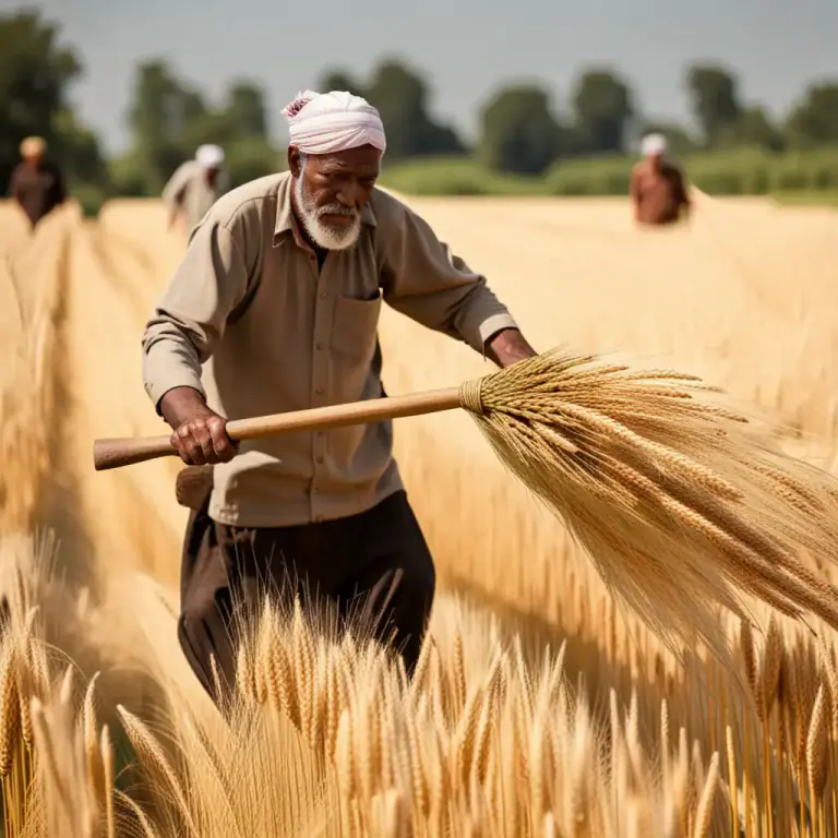 Visual representation of "flail" - A type of tool used in farming to separate grains from their husks.