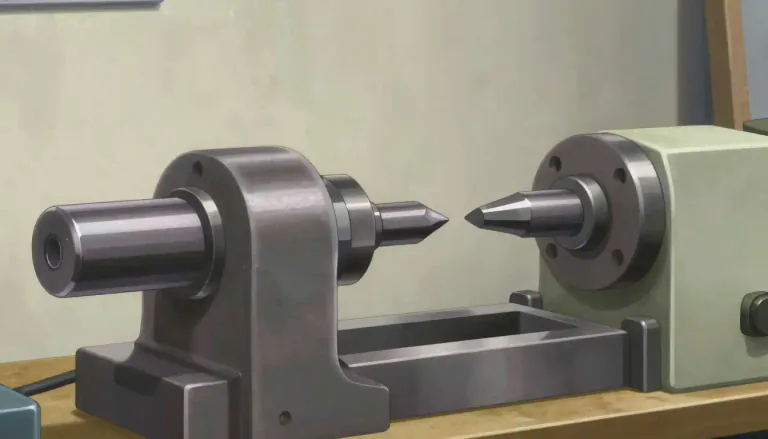 Visual representation of "tailstock" - A tailstock is a part of a lathe machine that supports the end of the workpiece opposite the chuck.