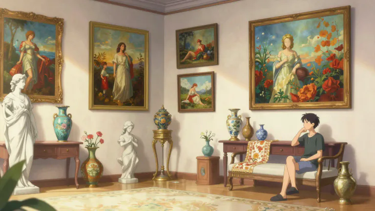 Visual representation of "aestheticism" - A focus on the importance of beauty and art for its own sake.