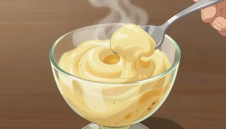 Visual representation of "sabayon" - A light, creamy dessert made from egg yolks, sugar, and sweet wine, usually served warm.