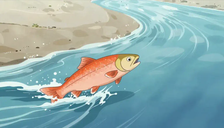 Visual representation of "anadromous" - Referring to fish that travel from saltwater to freshwater to breed.
