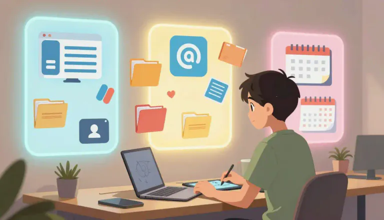 Visual representation of "freelance" - Working for different companies at different times rather than being permanently employed by one company.