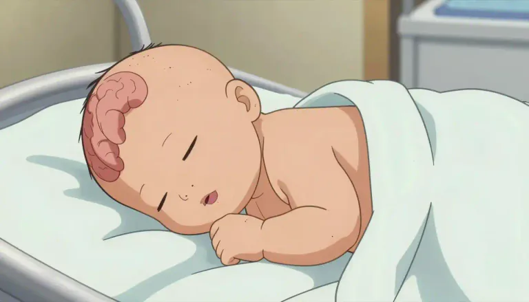Visual representation of "anencephaly" - Anencephaly is a birth defect where a baby is born without parts of the brain and skull. It occurs during early development in the womb.
