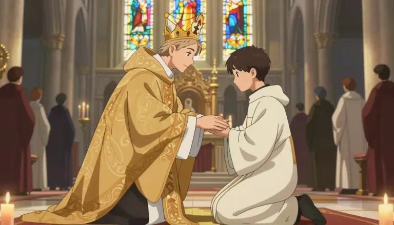 Visual representation of "ordain" - To officially make someone a priest or other religious leader.