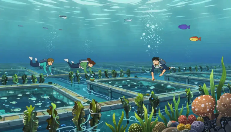 Visual representation of "aquaculture" - The cultivation of aquatic plants or fish which contributes to habitat restoration and biodiversity.
