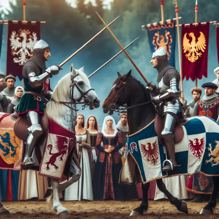 Visual representation of "joust" - A friendly argument or competition.