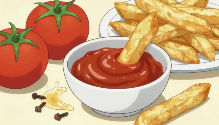 Visual representation of "catsup" - Catsup is a sweet and tangy sauce made from tomatoes, vinegar, and spices, often used as a condiment for foods such as hamburgers and fries.