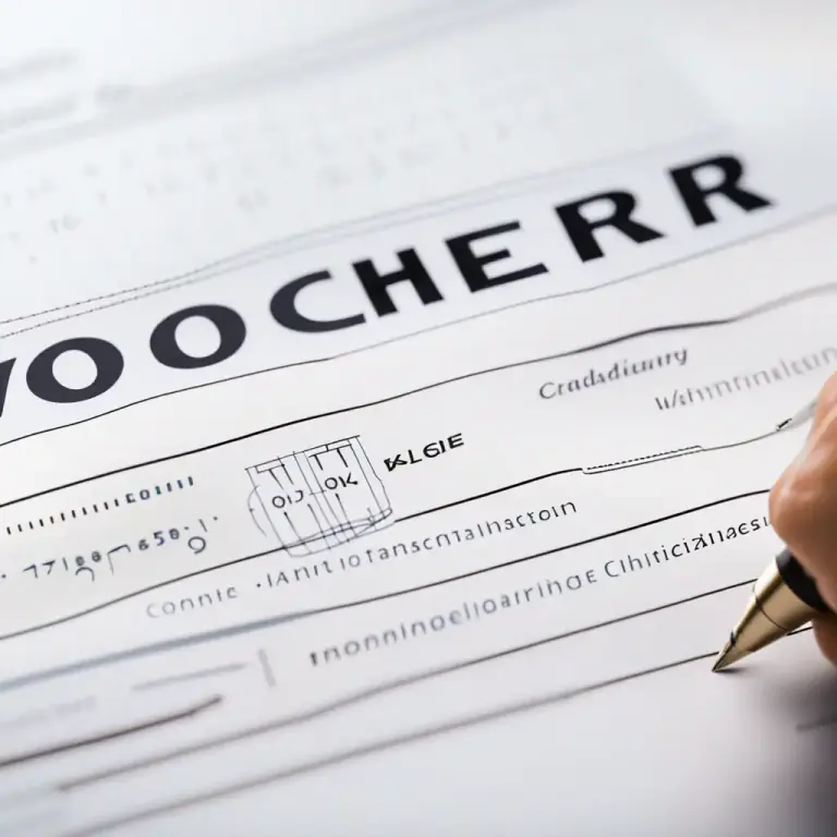 Visual representation of "voucher" - A document serving as an evidence or proof, particularly for financial transactions.