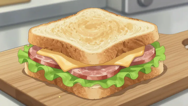 Visual representation of "butty" - A sandwich, especially one made with bread and a filling of meat or cheese