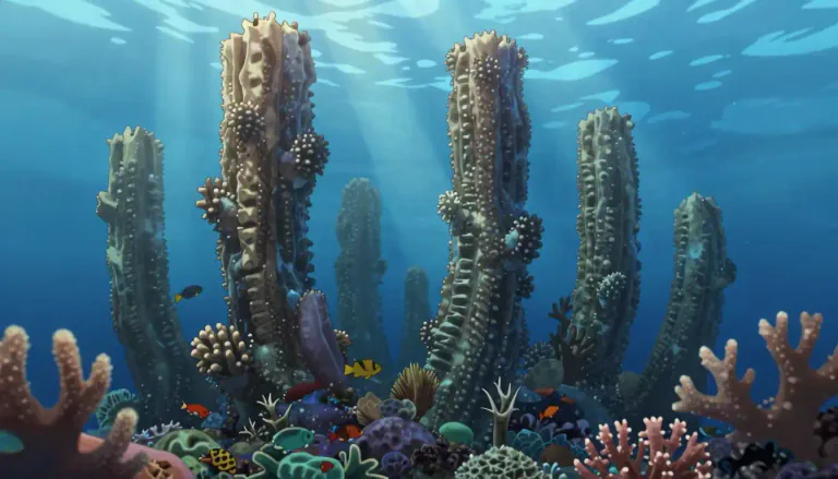Visual representation of "columnar" - Referring to the formation of structures resembling columns, especially in biological terms.