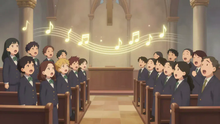 Visual representation of "antiphon" - a short sentence or phrase sung or recited alternately by two groups, often found in liturgical contexts.