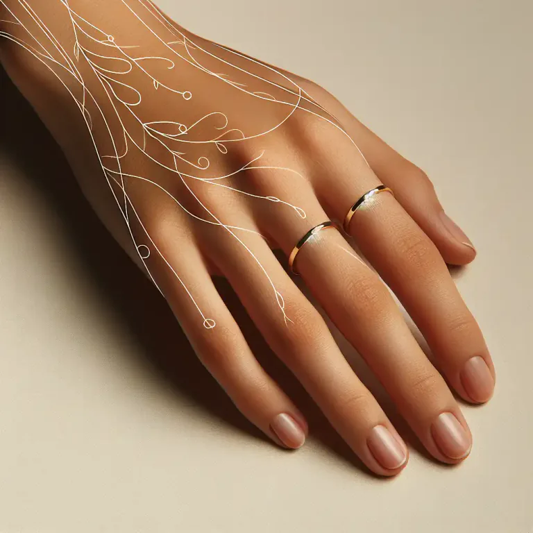 Visual representation of "ringed" - Marked with or having rings on it.