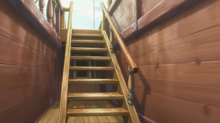 Visual representation of "companionway" - A set of steps that leads from one deck to another in a boat or ship