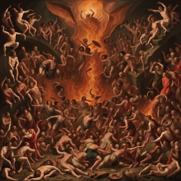 Visual representation of "pandemonium" - The abode of all the demons; hell.