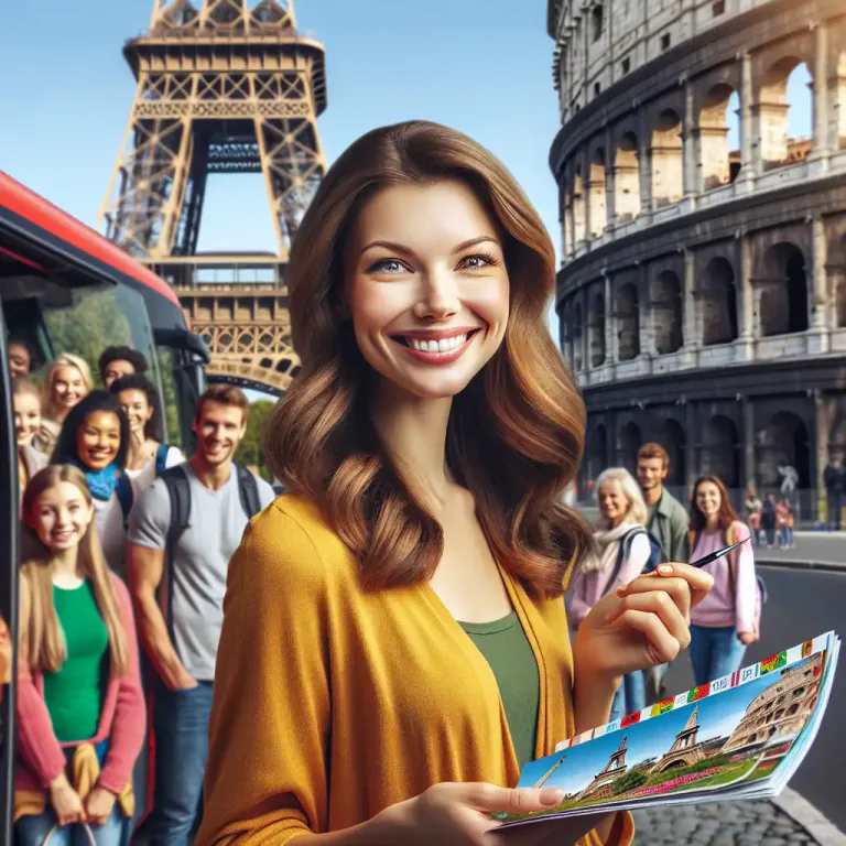 Visual representation of "tourism" - The industry of operating tours and providing services to people who are traveling.