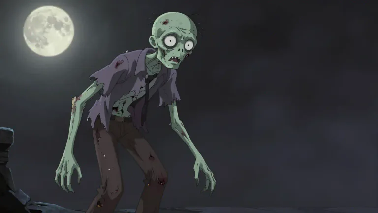 Visual representation of "zombie" - A dead person who is believed to have come back to life and walks around, often in stories and films.