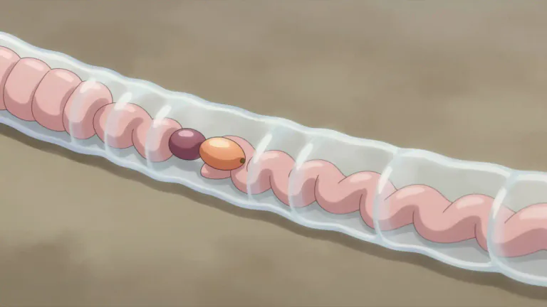 Visual representation of "peristaltic" - Referring to the type of contraction that occurs in tubes in the body, particularly in the intestines, helping to move substances within them.