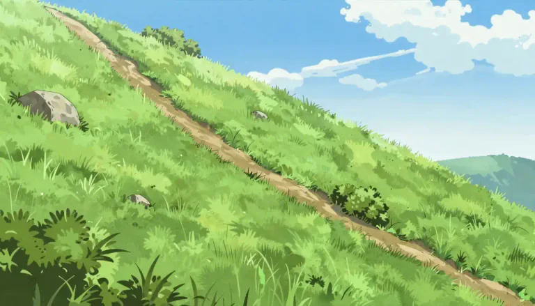Visual representation of "sidehill" - A sloping area of land that is part of a hill or mountain.