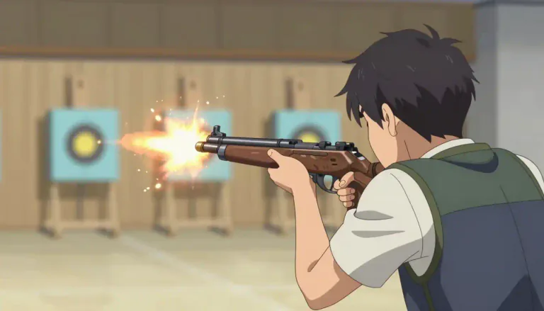Visual representation of "shoot" - to fire a bullet from a gun or similar weapon
