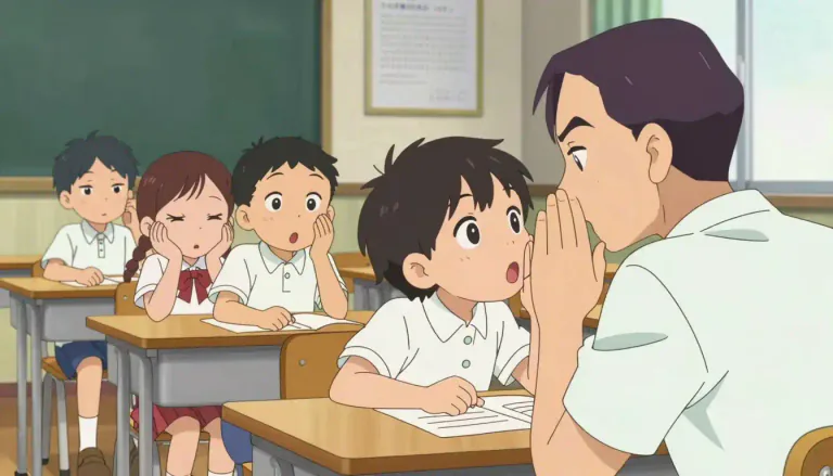 Visual representation of "tattletale" - A person, especially a child, who informs on someone else, often to gain favor from an authority figure.
