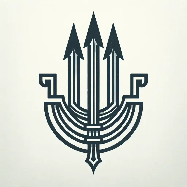 Visual representation of "trident" - A shape or symbol that looks like a trident, having three points or parts branching out from a single point.