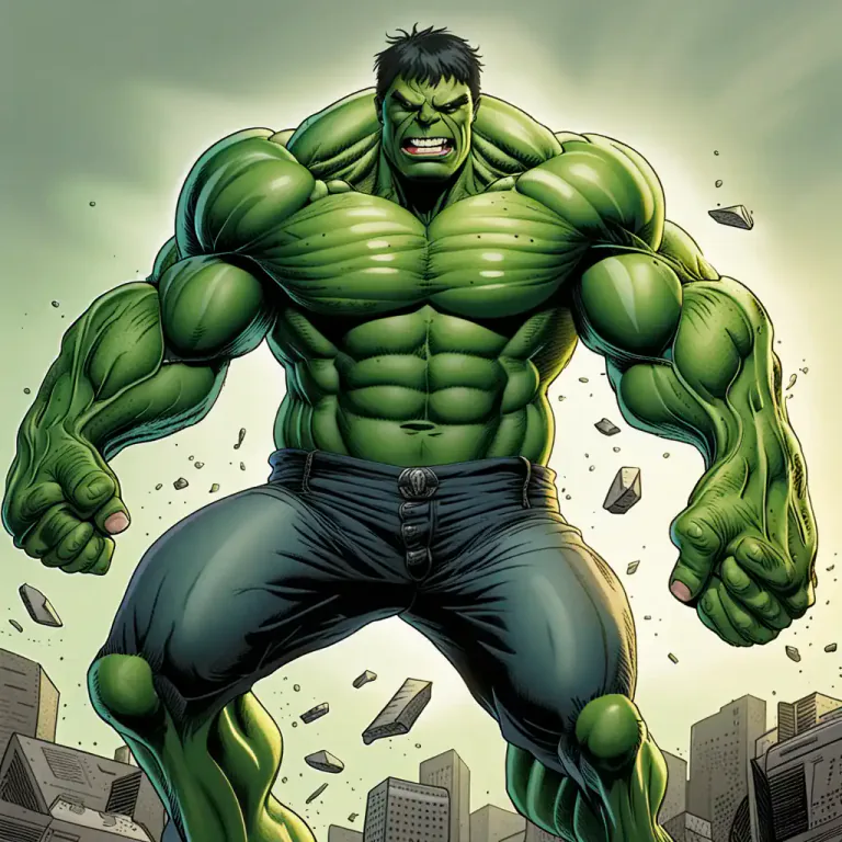 Visual representation of "hulk" - A comic book character known for his superhuman strength and size.