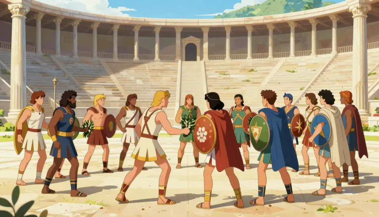 Visual representation of "panhellenic" - Relating to all the Greek people or the Greek culture.
