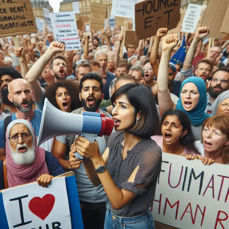Visual representation of "agitation" - The act of campaigning publicly to bring about political or social change