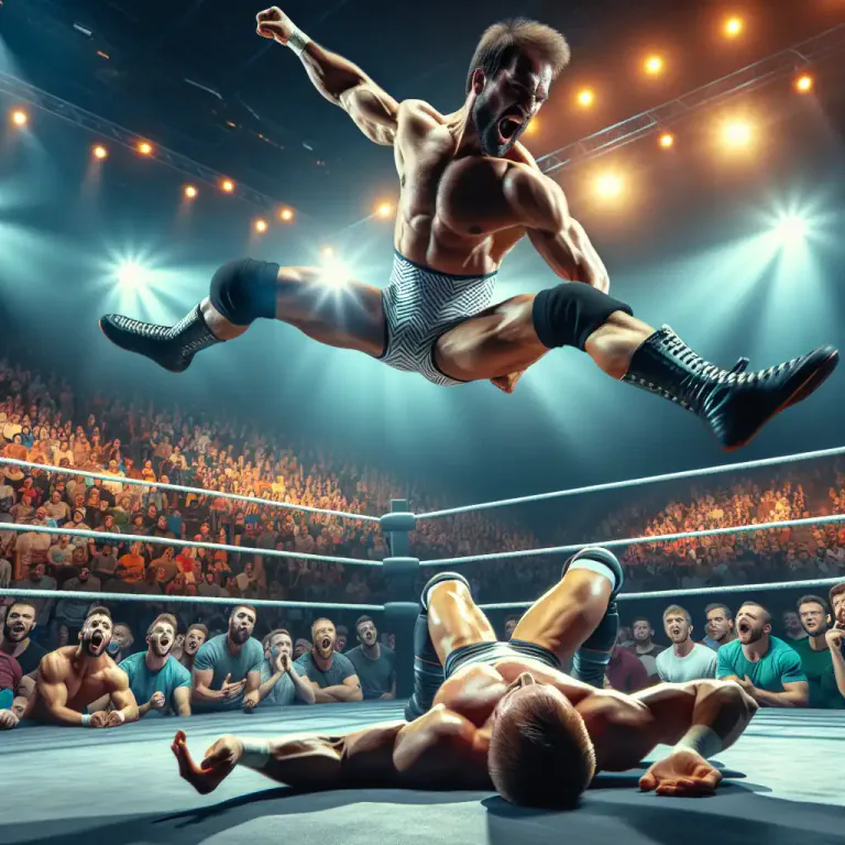 Visual representation of "stunner" - A wrestler's move where opponent is dropped on their head