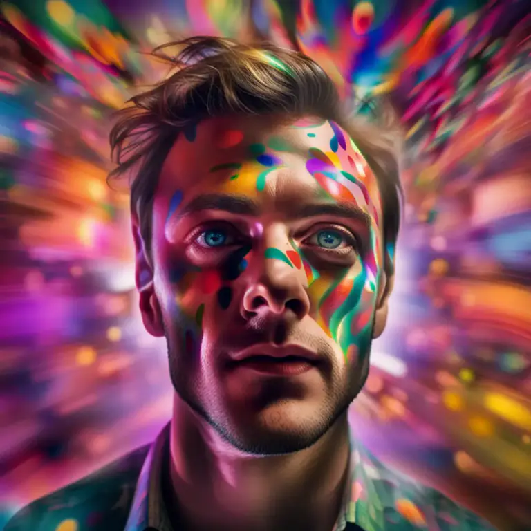 Visual representation of "high as a kite" - Being under the heavy influence of a drug, extremely intoxicated.
