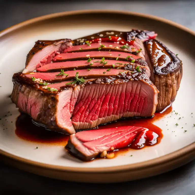Visual representation of "rare" - A term describing meat which has been cooked only a little, so it's still red and soft.