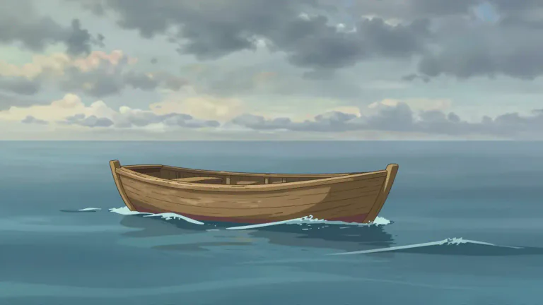 Visual representation of "adrift" - Not controlled or guided, and moving about freely