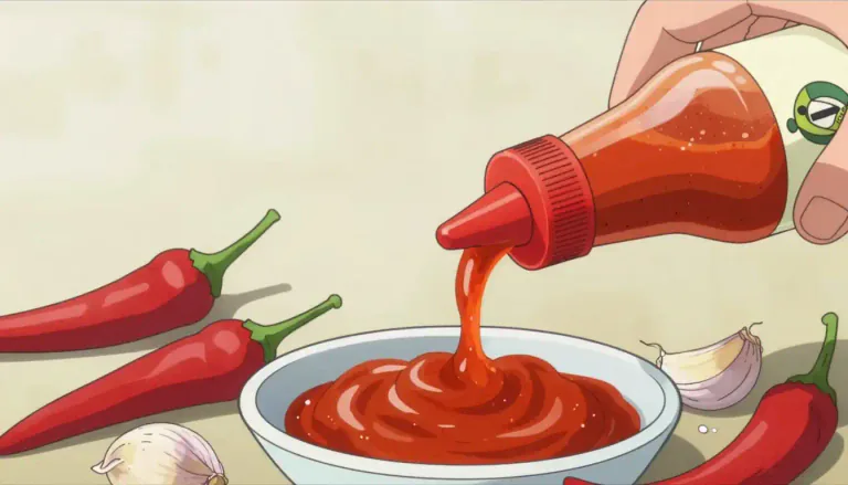 Visual representation of "sriracha" - A type of hot chili sauce originating from Thailand, usually with a blend of sweetness and spiciness.