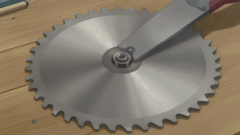 Visual representation of "sawblade" - A round, flat tool with sharp teeth used for cutting materials such as wood or metal.