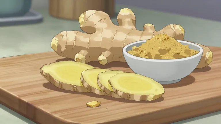 Visual representation of "ginger" - A spicy root used in cooking and medicine.