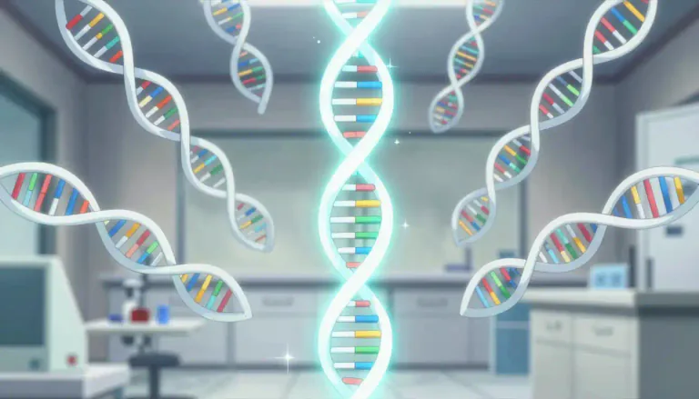 Visual representation of "amplicon" - A piece of DNA or RNA that is produced or amplified during the process of molecular biology techniques.