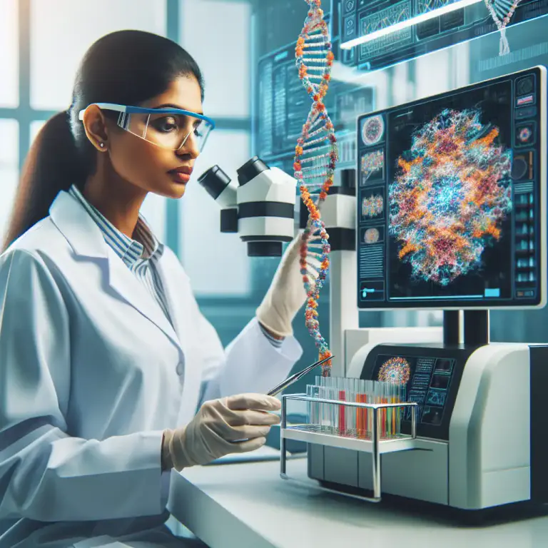 Visual representation of "sequencer" - A tool used in science that identifies the order of elements or substances inside a genetic or chemical sequence.
