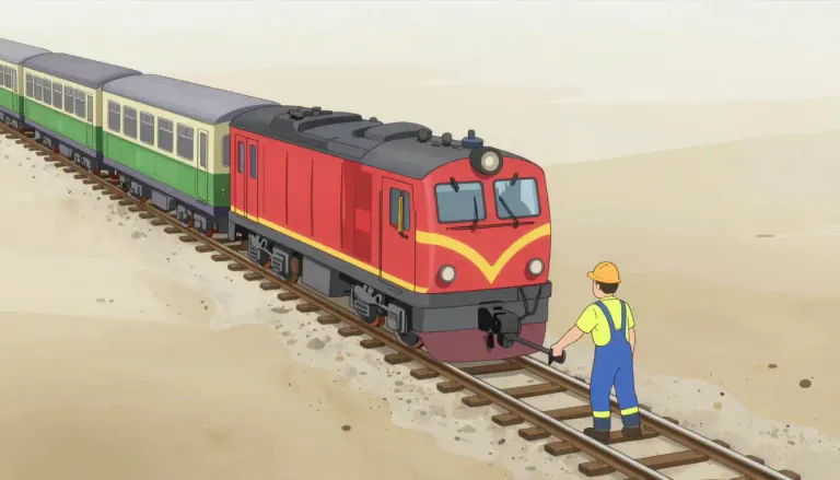 Visual representation of "shunt" - To push or move to one side or from the main line or course