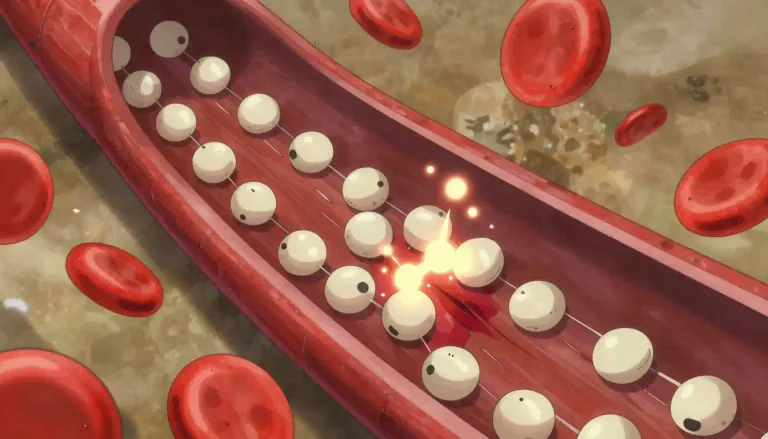 Visual representation of "thromboxane" - Thromboxane is a compound that helps to cause blood platelets to stick together, promoting clot formation.