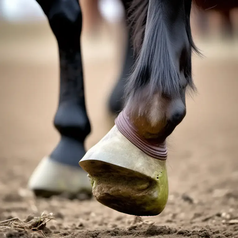 Visual representation of "frog" - A part in the hoof of a horse where it splits in two.