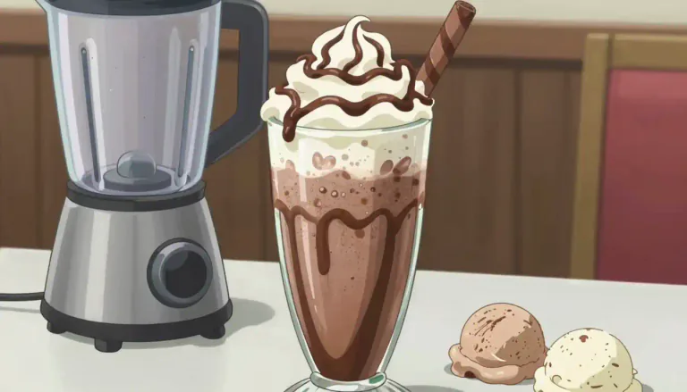 Visual representation of "milkshake" - A cold drink made from milk, a sweet flavoring such as fruit or chocolate, and typically ice cream, mixed by being whirled in a blender.