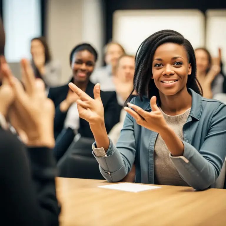 Visual representation of "signer" - A person who uses sign language to communicate