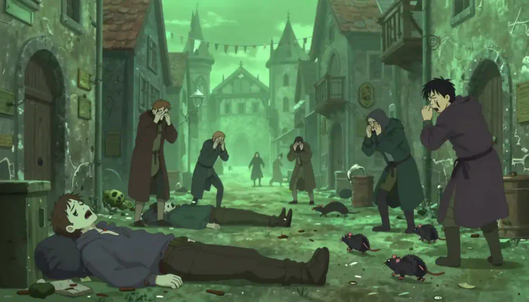 Visual representation of "plague" - A dangerous disease that spread quickly and kills a lot of people