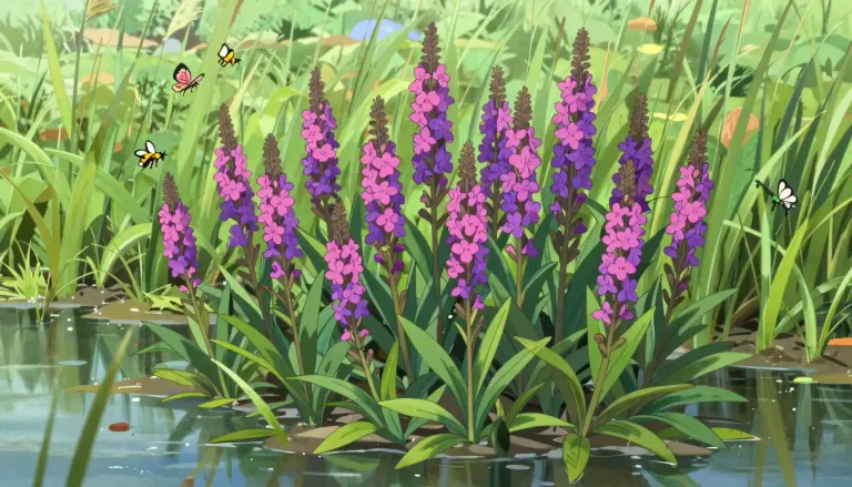 Visual representation of "loosestrife" - A flowering plant of the genus Lythrum, typically found in wet habitats and known for colorful spikes of flowers.