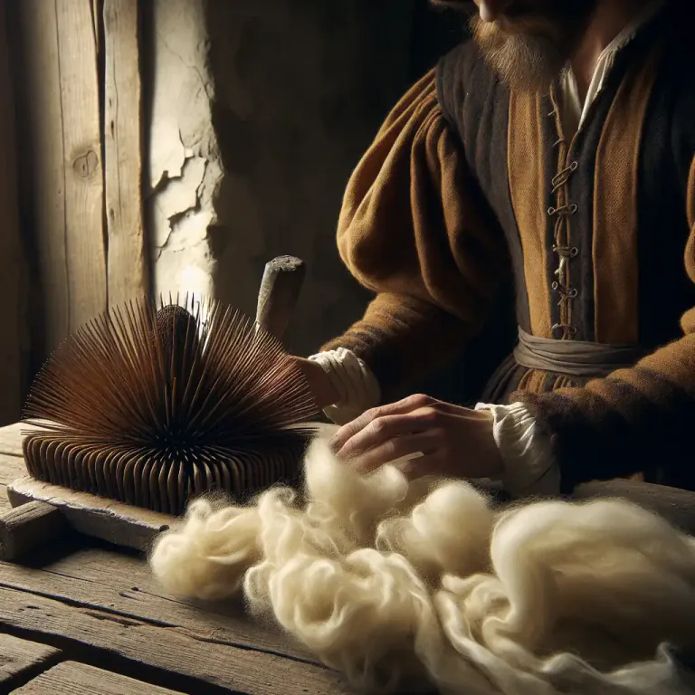 Visual representation of "teasel" - To make wool or fabric fluffy and shaggy by using the dried head of a teasel plant.