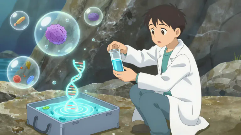 Visual representation of "metagenomics" - A field of study that involves the analysis of genetic material obtained directly from environmental samples, allowing for the exploration of microbial communities.