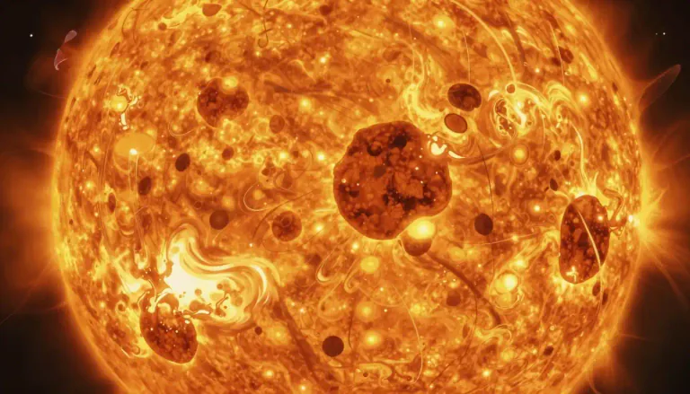 Visual representation of "sunspot" - A sunspot is a dark area on the sun's surface that is cooler than the surrounding areas and is associated with solar activity.