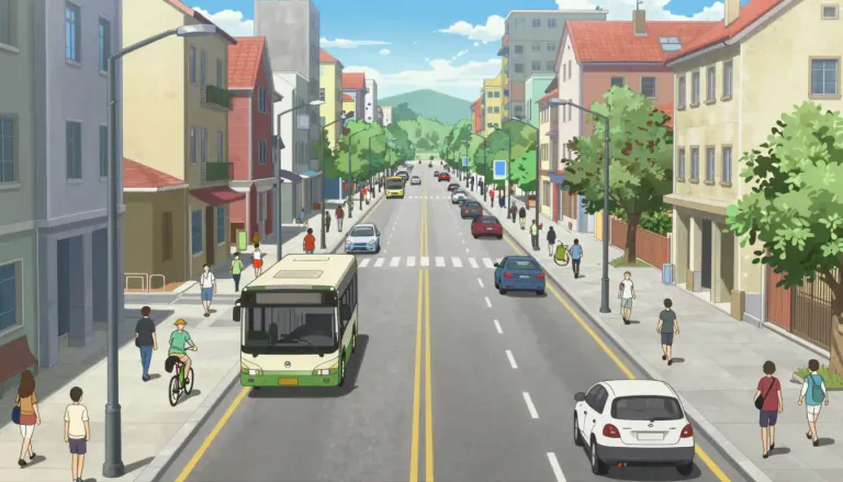 Visual representation of "thoroughfare" - A main road or public path used by vehicular or pedestrian traffic.