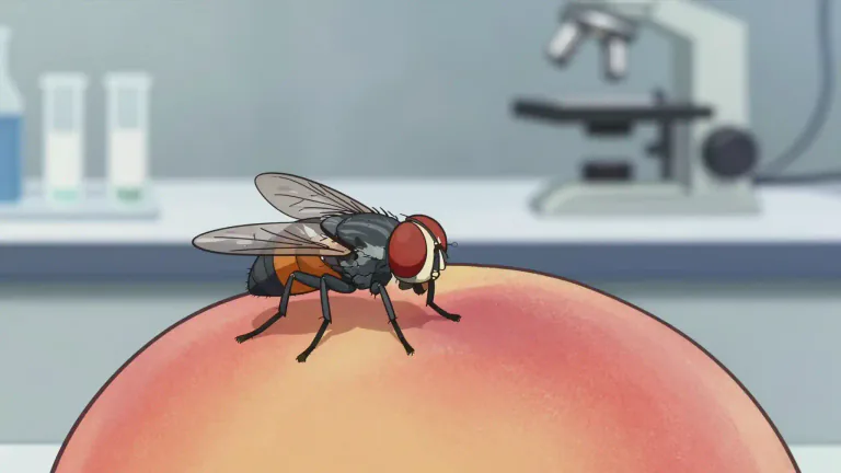 Visual representation of "melanogaster" - A genus of small flies important for genetic research, particularly Drosophila melanogaster, the common fruit fly.